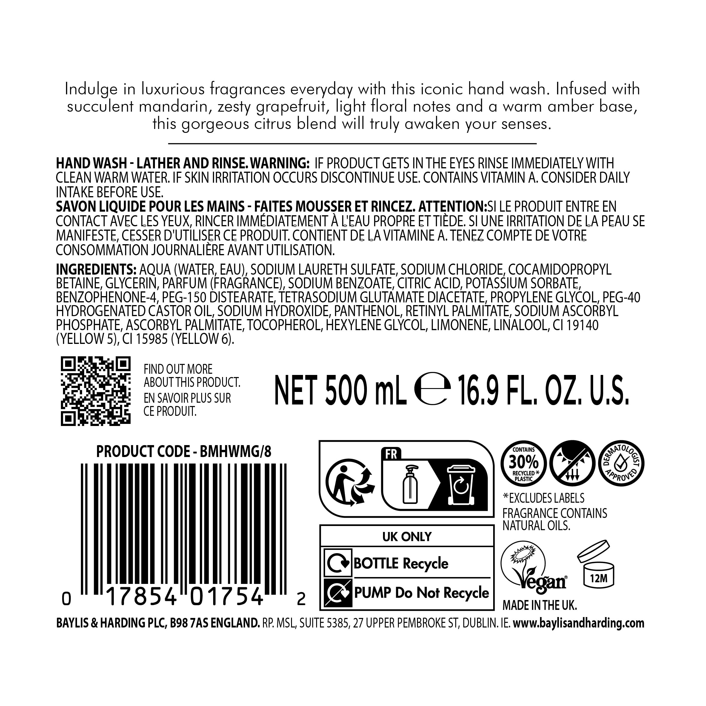 Baylis & Harding Mandarynka i grejpfrut, pranie ręczne
