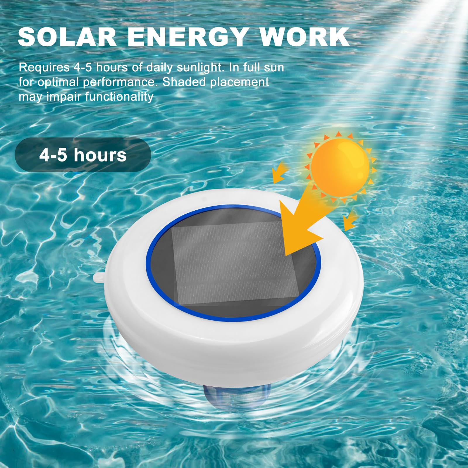 Pool Solar Ionisator Kupfer Ionreiniger Schwimmend bis 132500 Liter IP68 Wasserdicht Süß- Salzwasser