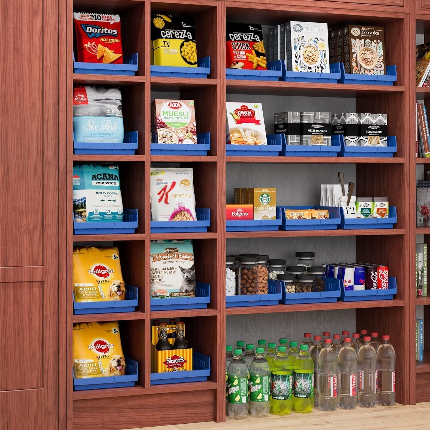 Akro-Mils 30170 Plastic Shelf Bins, Heavy Duty Storage Bins for Garage, Closet, and Drawer Organization, 12-Inch x 11-Inch x 4-Inch, Blue, 12-Pack - Image 2