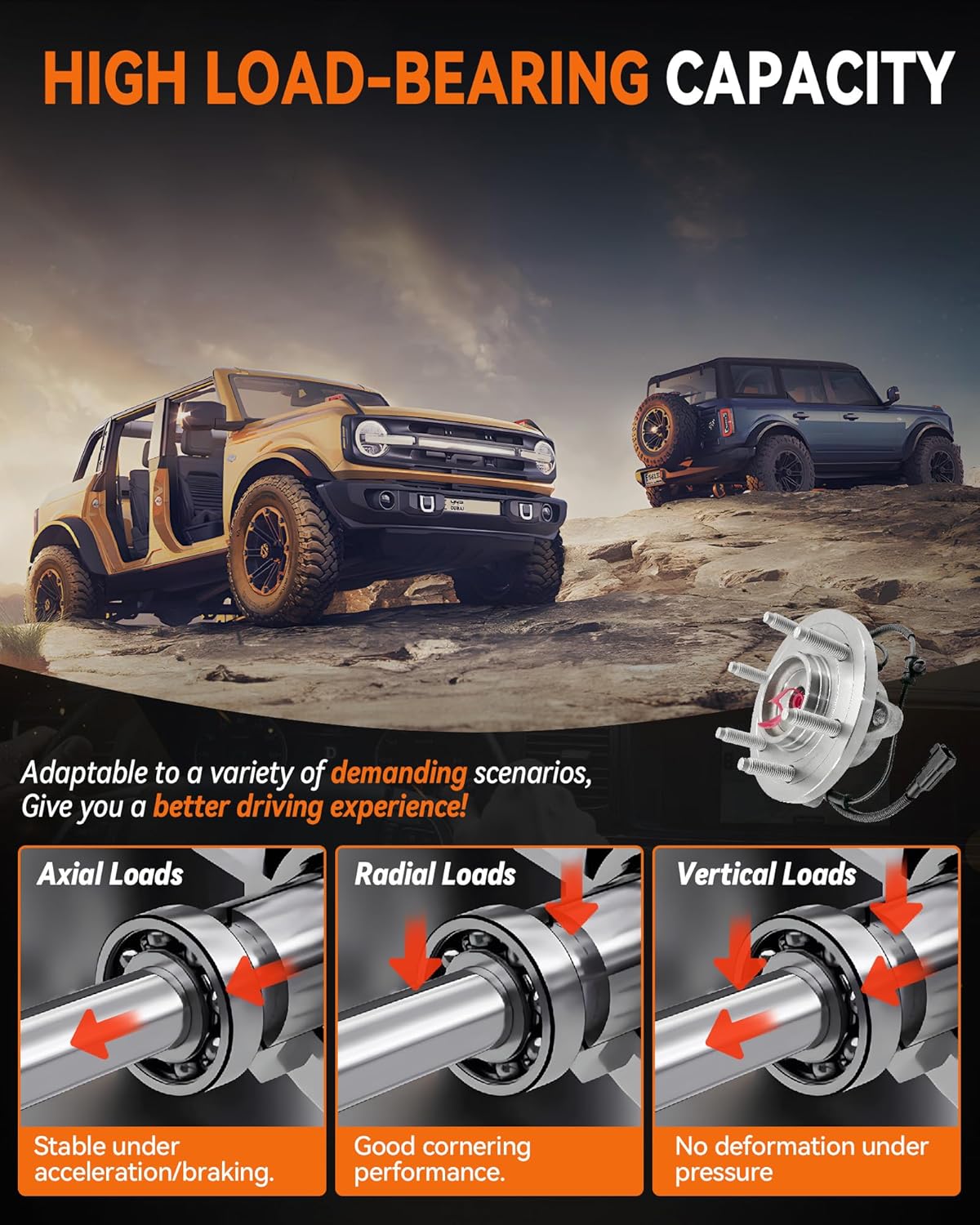 2Pcs 515142 Front Wheel Bearing Hub Assembly Compatible with Ford Expedition 2011-2014, for Ford F-150 2010-2014, for Lincoln Navigator 2011-2014, 6 Lugs w/ABS - Image 4