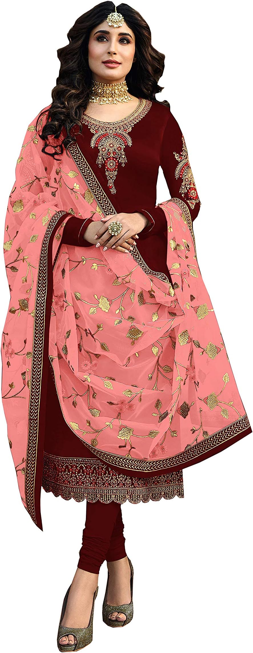 RUDRAPRAYAG Georgette Embroidered Salwar Suit For Women l Semi Stitched Salwar Suit With Dupatta For Woment