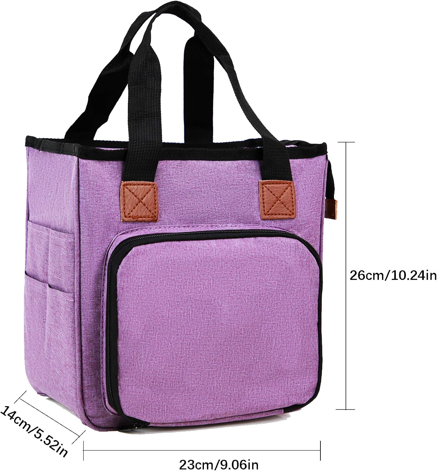 Horsande Knitting Storage Bag, Yarn Tote Bag Organiser, Knitting Wool Travel Bag for Crochet Hook and Needles Accessories Purple - Image 5