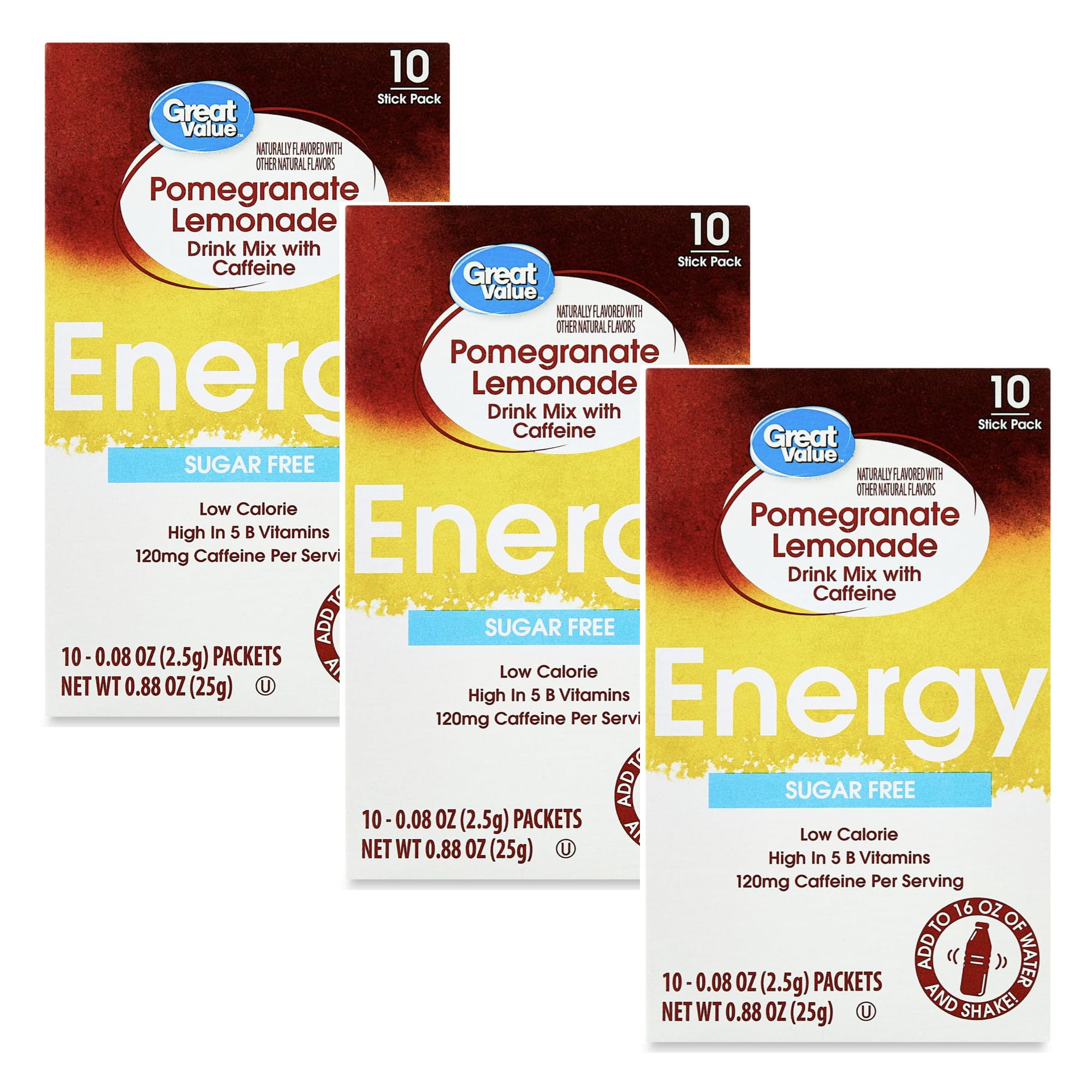 Energy Drink Mix Bundle - 3 Boxes with 10 Packets Per Box - Low Calorie Flavorful Water Powder (3 Boxes, Pomegranate Lemonade)
