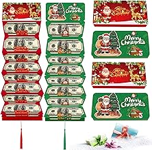4 x Christmas Cards Banknote Holder, Christmas Cards Banknote Holder, Idea Christmas Gift Card Father Christmas Tree Reindeer Design, Surprise Christmas Card Silver for Banknotes, Coupons