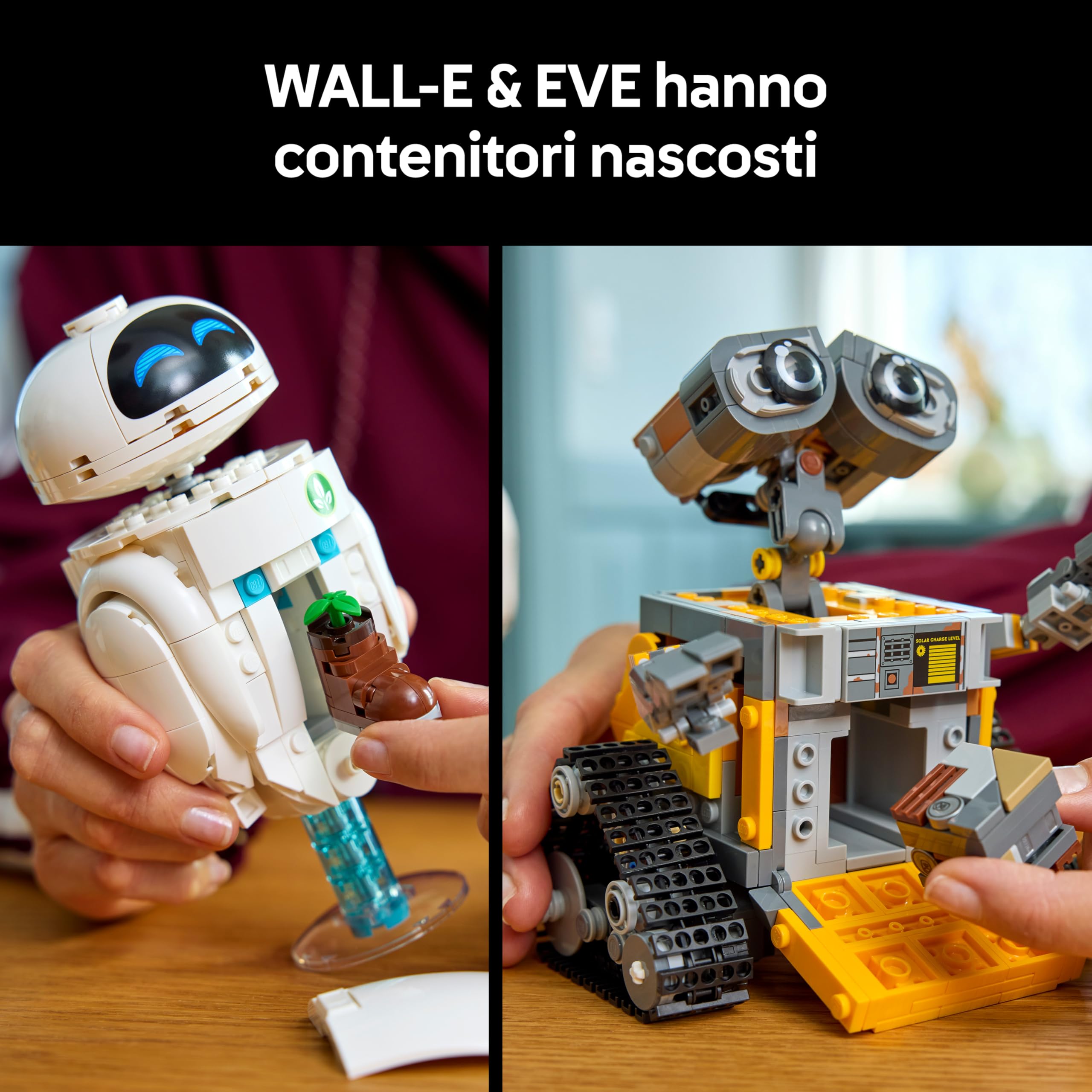 LEGO | Disney Pixar WALL-E e EVE - Kit di Modellismo per Adulti da Esposizione - Costruzione Fai da Te con i Personaggi di M-O e Hal - Decorazioni per la Casa - Regalo da Collezione per Fan - 43279