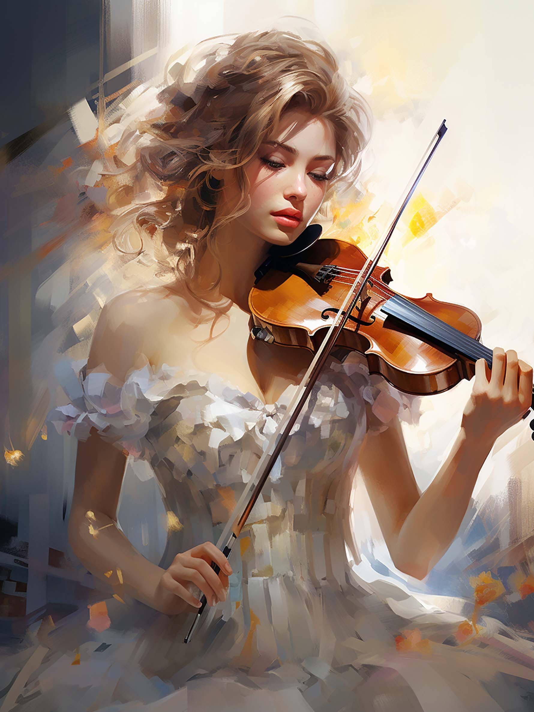 Diamond Painting Instrument De Musique Violon Broderie Diamant Kits Complet, Diamant Painting Adultes Enfants,Peinture Diamant 5D Strass Point De Croix Artisanat Décor Murale(3 Pack,45x65cm