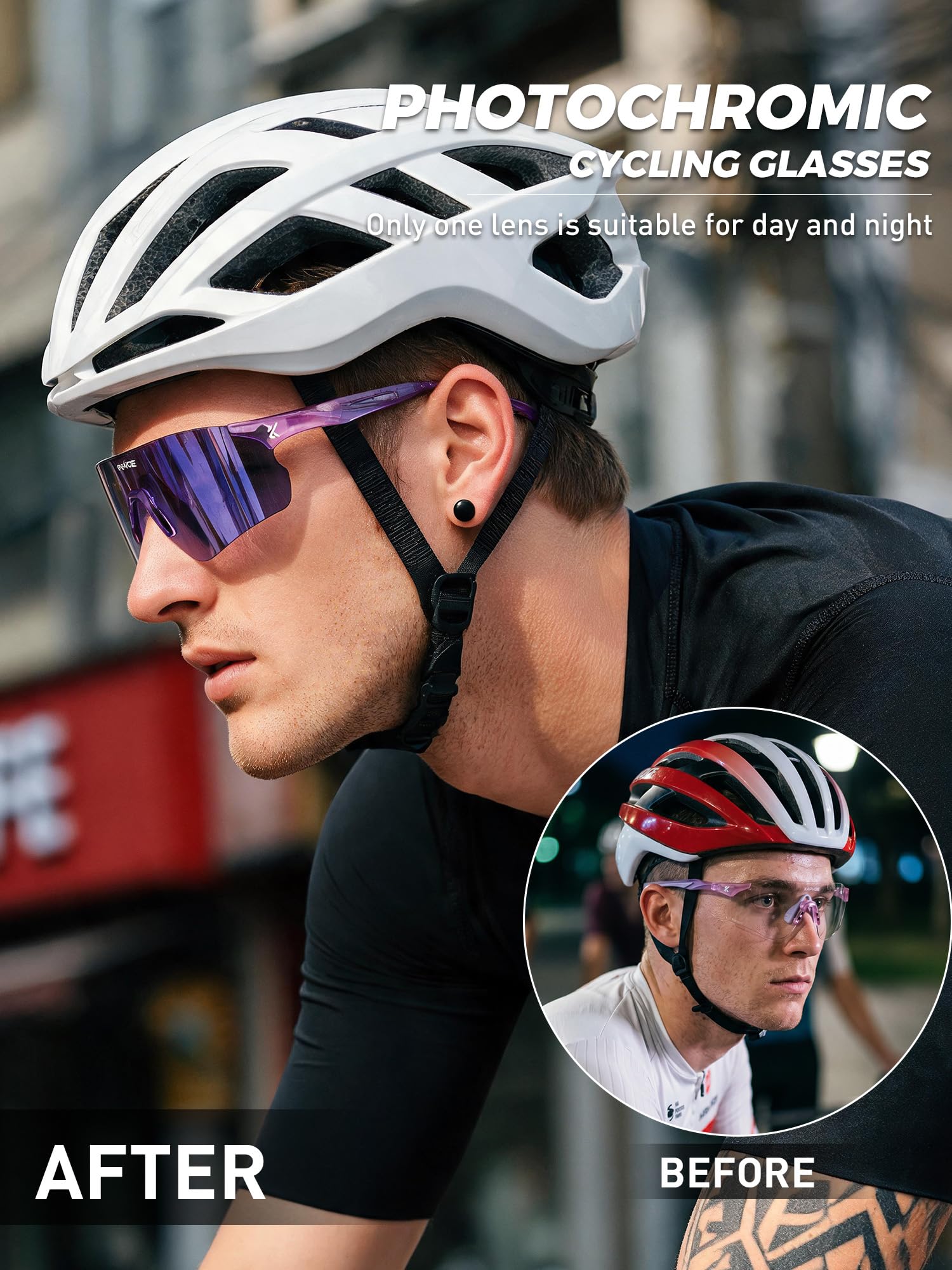 KAPVOE Gafas de Sol Deportivas Fotocromáticas para Hombre Mujer, Gafas UV400 sin Marco 22g con Almohadilla Nasal de Silicona Ajustable, Running Ciclismo Béisbol Conducción K108
