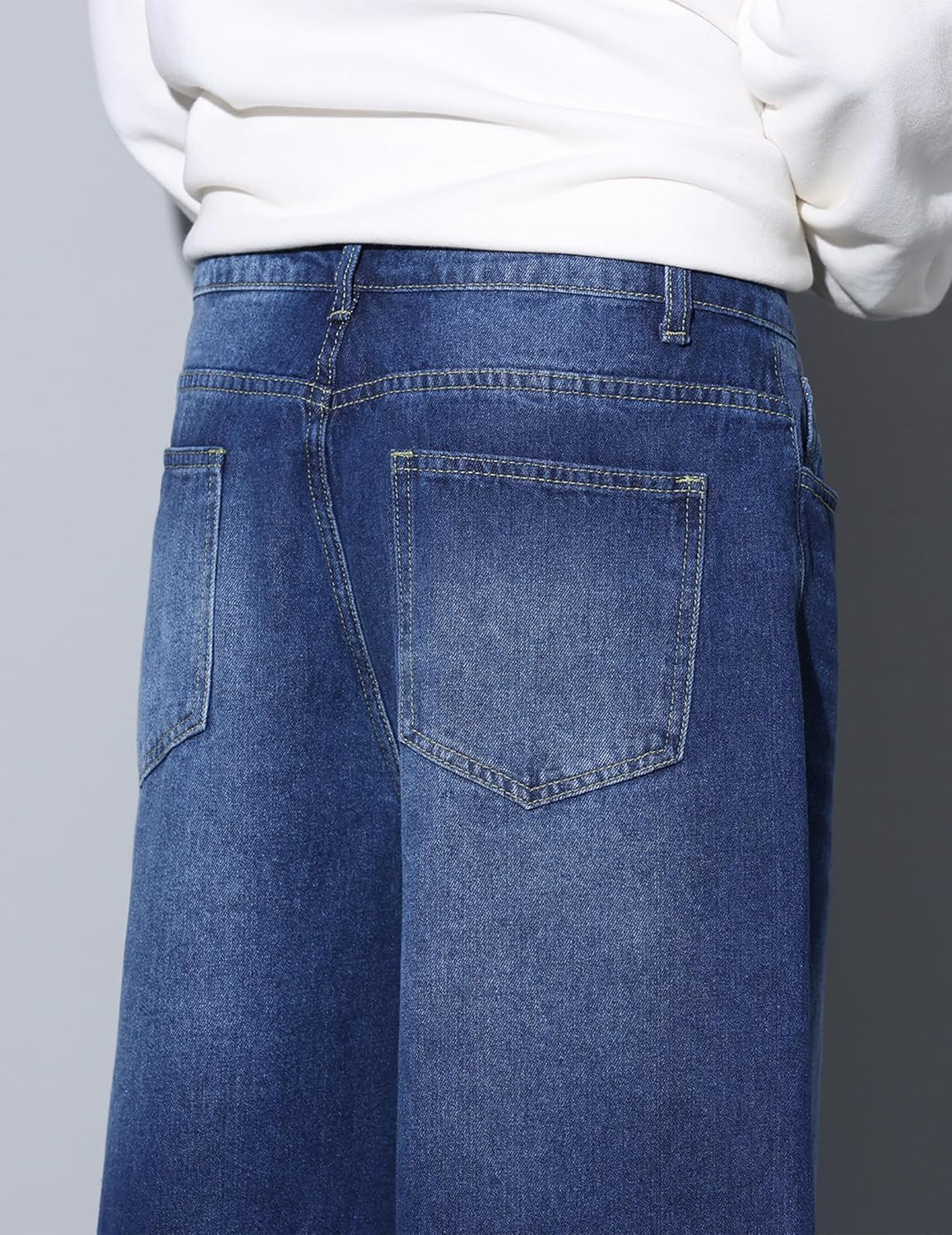 Baggy Jeans Men Wide Leg Hip Hop Jeans Mid Rise Denim Pants Loose Fit Skater Trousers - Image 7