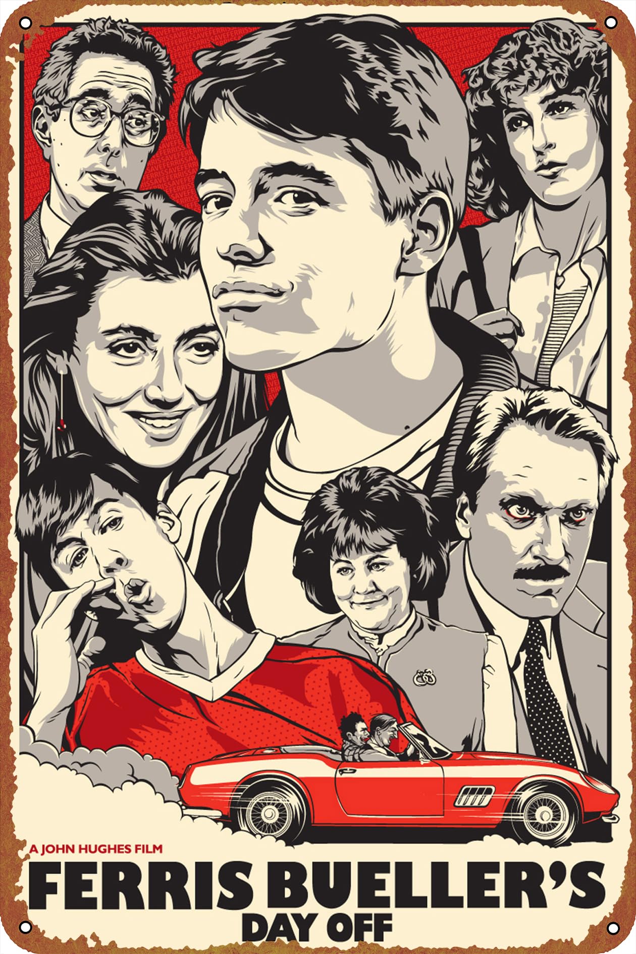 Ferris Bueller's Day Off Movie Poster Retro Metal Sign Vintage Tin Sign for Cafe Bar Home Wall Decor 12 X 8 inch