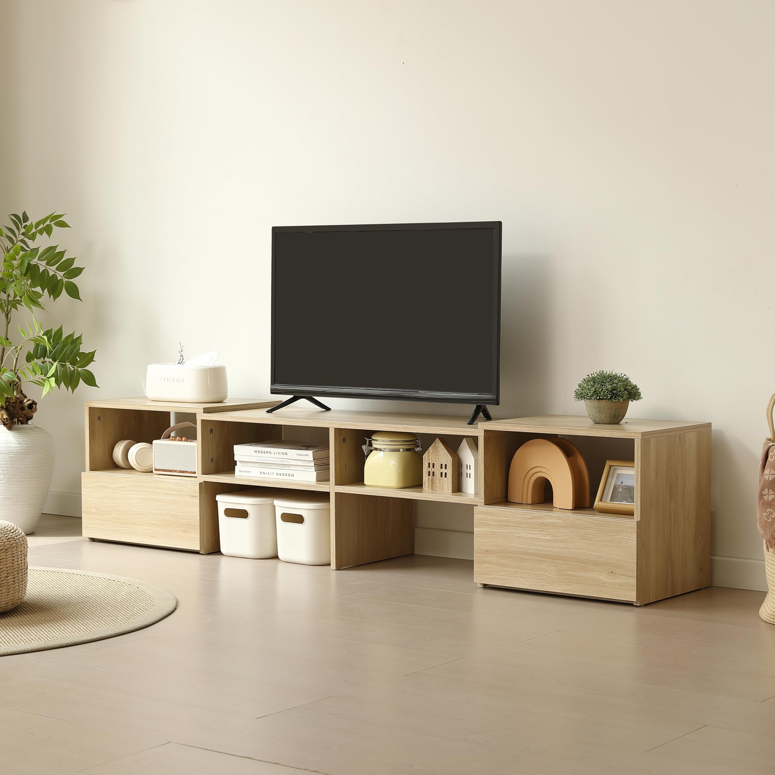 Amazon｜テレビ台 ローボード 伸縮 角度自由 幅93～172cm【32-55V型