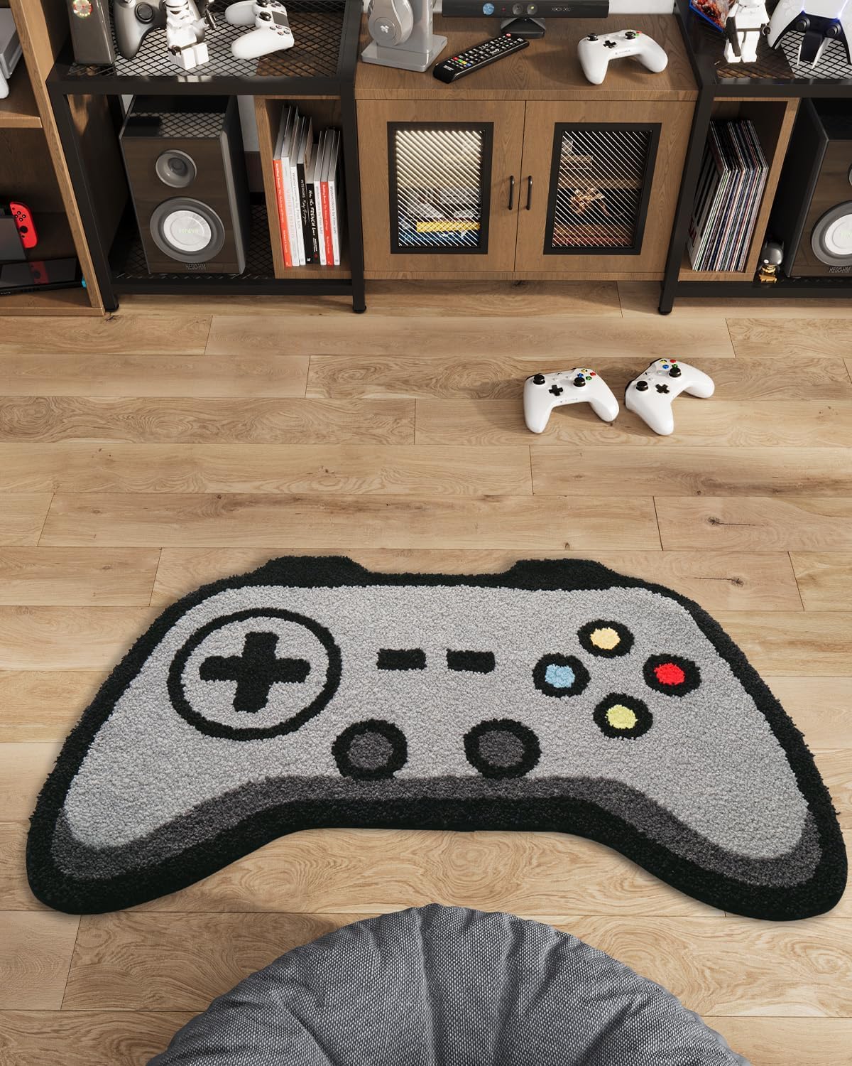 Cartoon Game Controller Rug for Boys' Room, Gaming Room Decor Carpet, Shower Mat Indoor Door Mat, Non-Slip, Absorbent, Machine Washable Floor Mat (22" x 34", Gray) new-image-29