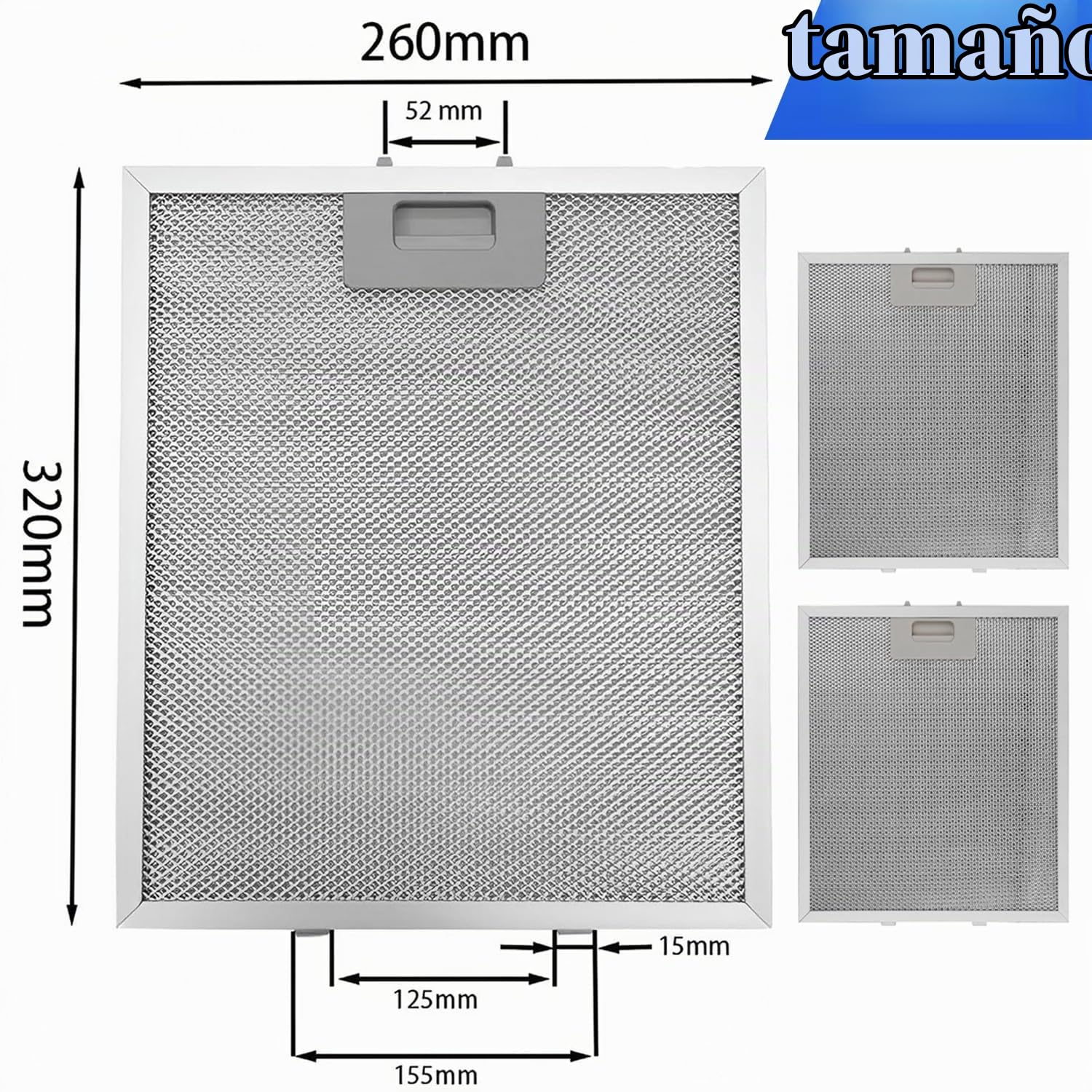Filtro de aluminio, 2 Piezas Filtro de Grasa Metálico, Filtro compatible con campana, filtro de grasa para campana extractora, Filtro de Grasa con Extractora Cocina, para Campana Extractora