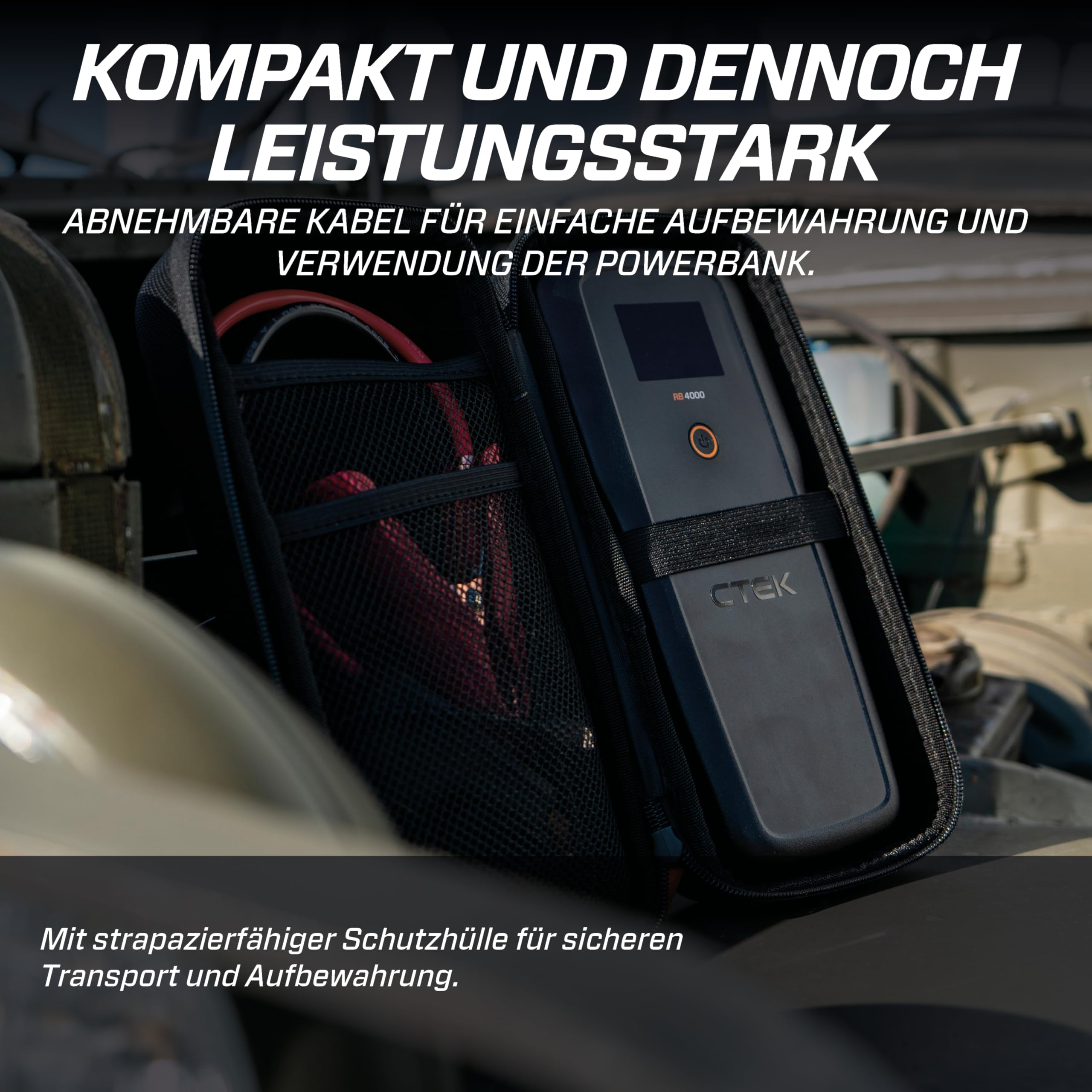 CTEK RB 4000 Tragbarer Starthilfe-Booster – 4000A Batterie-Spitzenstrom, Booster für 12V-Batterien in Diesel- und Benzinfahrzeugen