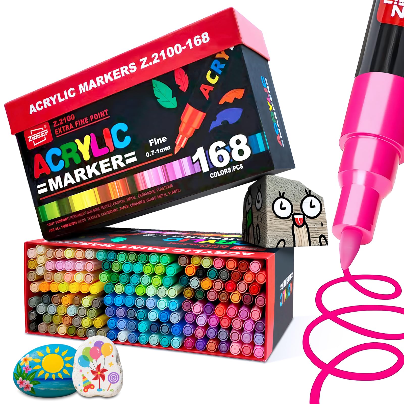 Guangna168 Acrylic Paint Markers,Hardhead 0.7-1mm Extra Fine Tip Acrylic Paint Pen, Acrylic Markers for Pumpkin Paint, Wood, Metal, Plastic, Canvas, Glass, Ceramic, Rock Painting DIY Art Supplies