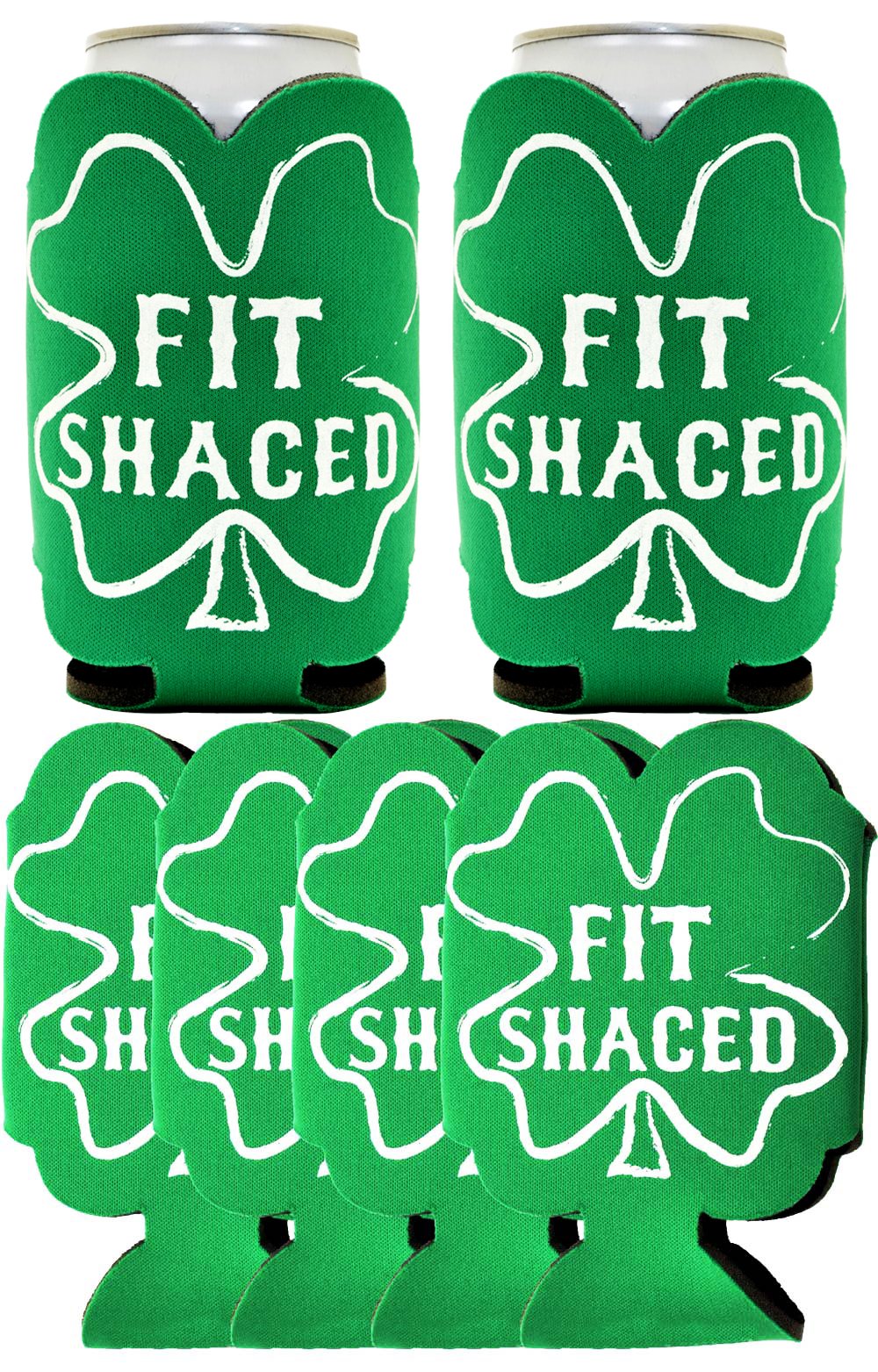 Funny Beer Coolie St Patrick's Day Fit Shaced Party 6 Pack Can Coolies Drink Coolers Kelly Green