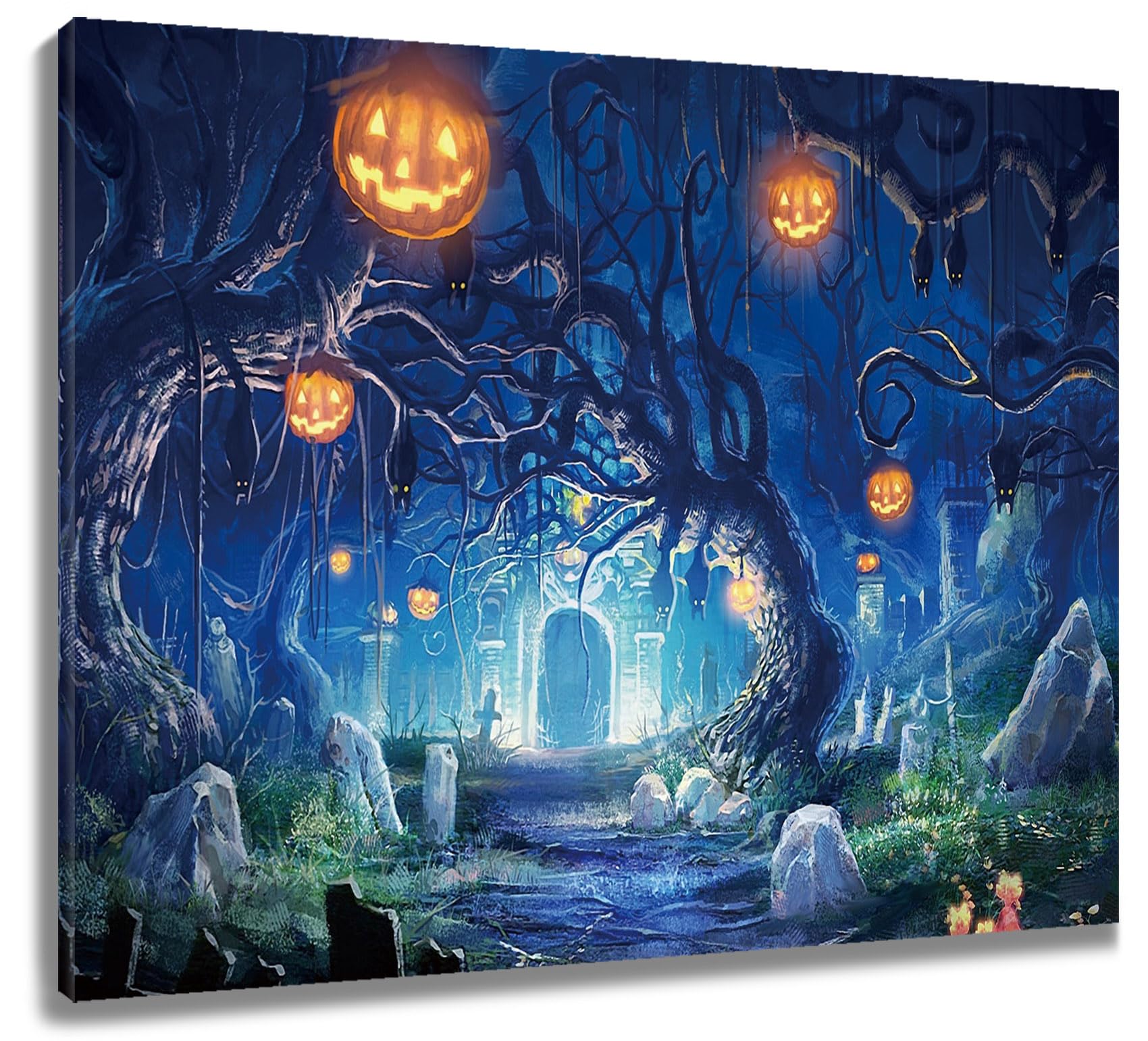 Amazon.com: LB Horror Halloween Cemetery Wall Art Spooky Blue
