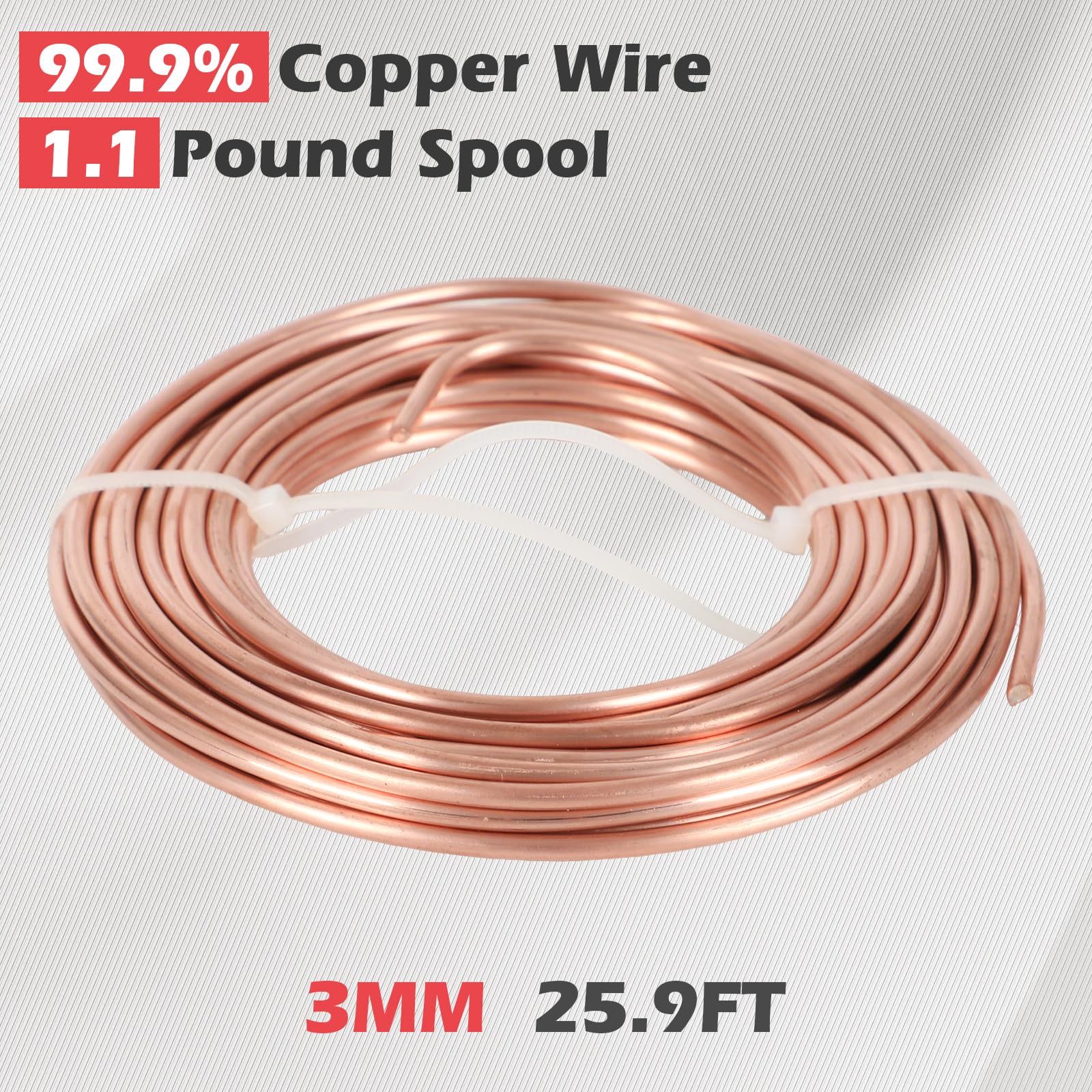 Reiner Kupferdraht, Ø 0.5/0.8/1/1.5/2/2.5/3mm Blanker T2 Kupferdraht, 500g Kupferspule für Gartenarbeit, Reiner Kupferkabel für Elektrotechnik und DIY Handwerk (3mm-8m)