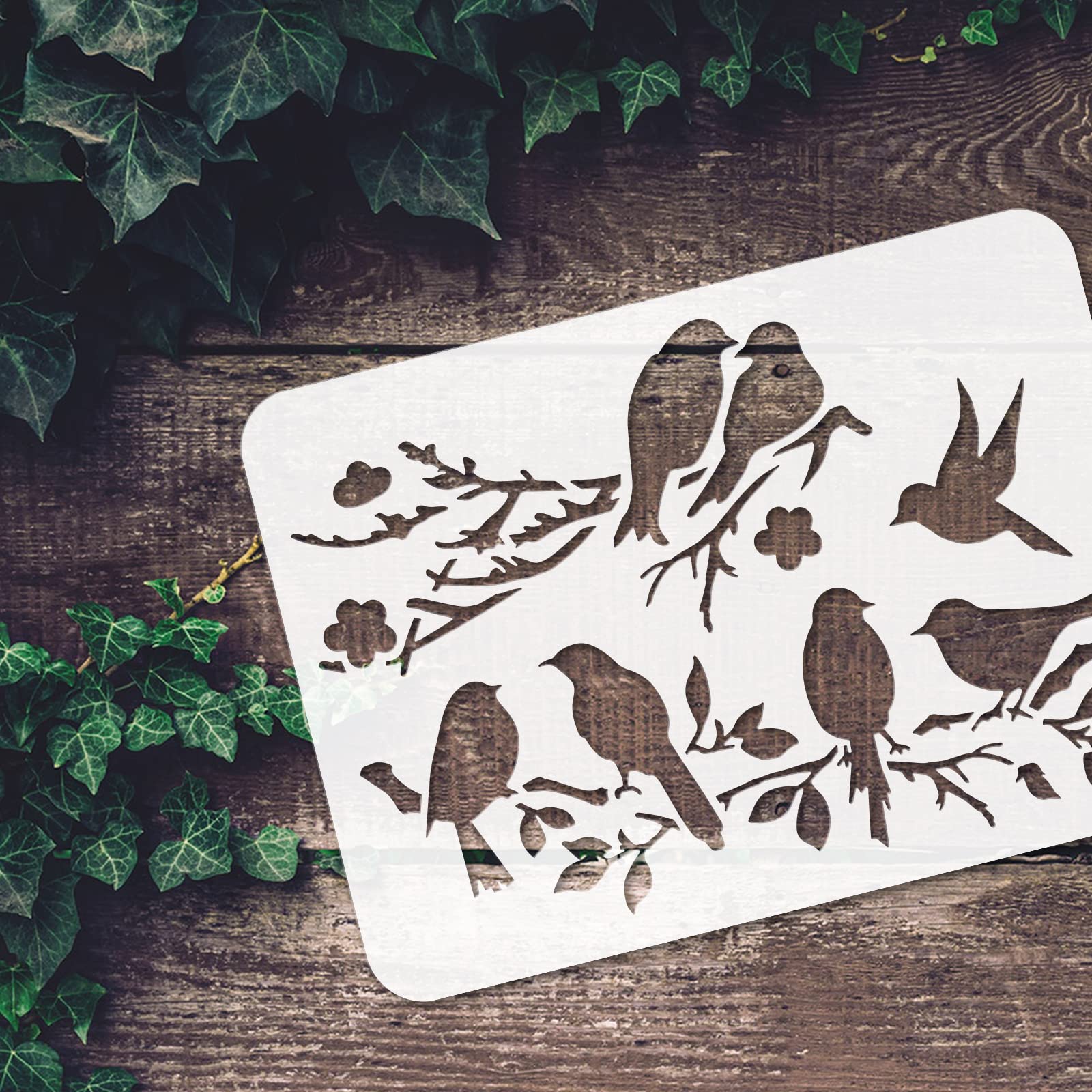 FINGERINSPIRE Flamingo stencils voor het schilderen 30 x 30 cm herbruikbare palmbladeren en flamingo's tekensjabloon doe-het-zelf zomerthema dierenplanten sjabloon voor schilderen op houten meubels