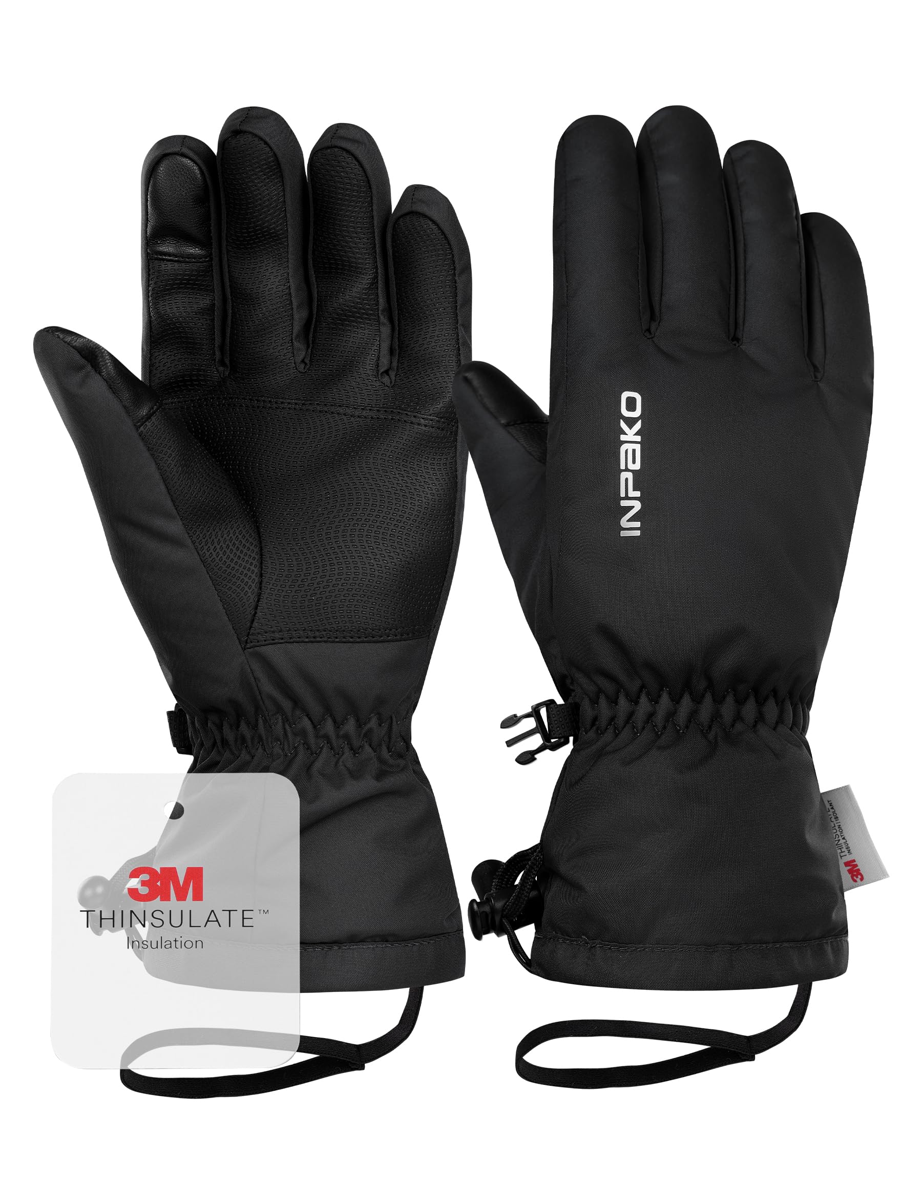 INPAKO Ski Gloves Men & Women Waterproof 3M Thinsulate Winter Touchscreen Snow Gloves for Snowboard