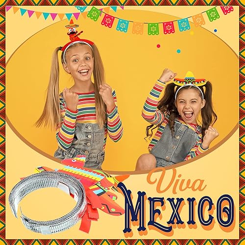 Miniatura 4 de Yunlly 60 sombreros de fiesta a granel Cinco De Mayo Sombreros Diademas 10 Estilos Coloridos Taco Diademas de Papel Fiesta Suministros Decoraciones