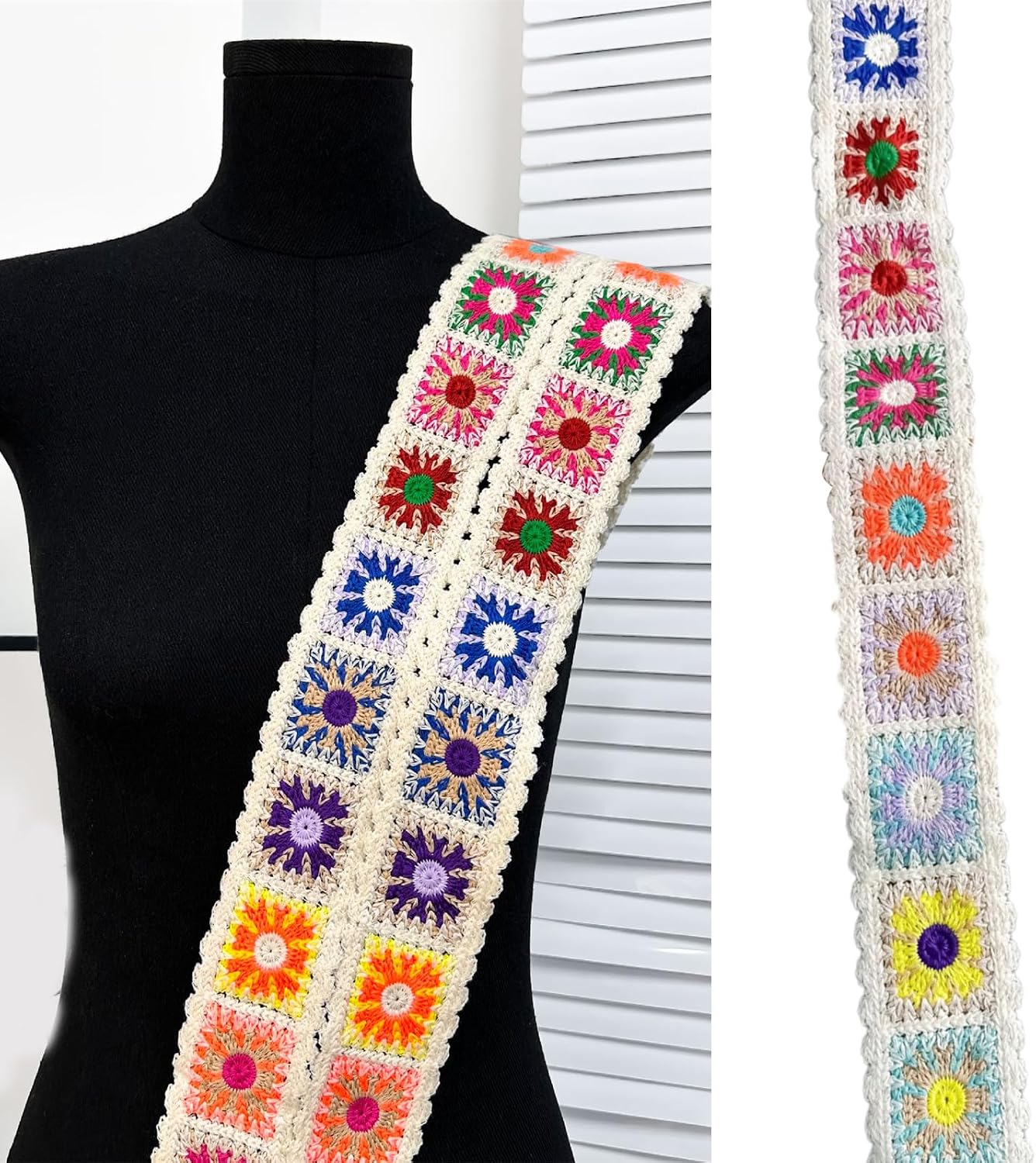 Crochet Pattern Trim Colorful Embroidered Edging Decorative Edging for Clothes and Clothing Decoration image 2