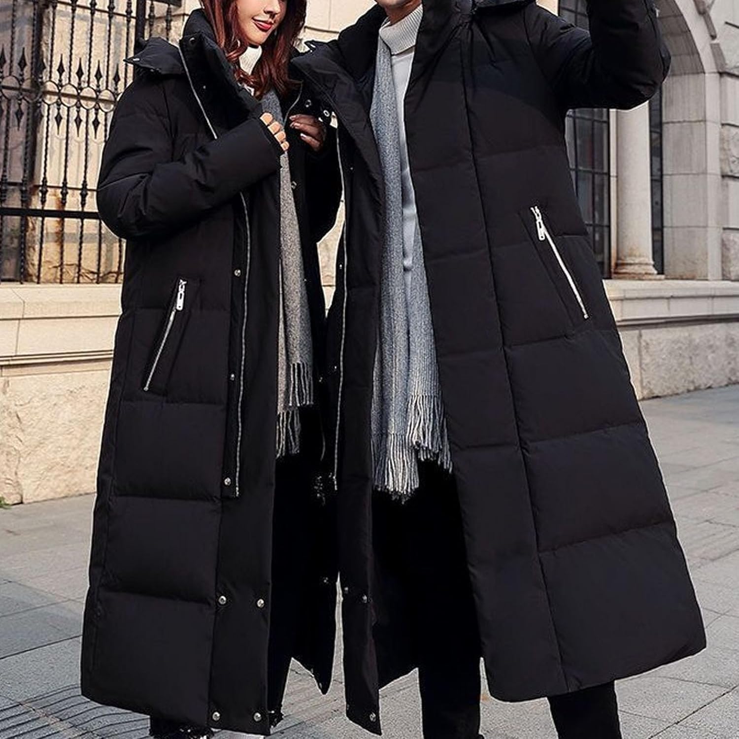 Maiyifu-GJ Men's Long Winter Parka Coats Hooded Lightweight Puffer Jacket Windproof Thicken Warm Down Coat Windbreaker