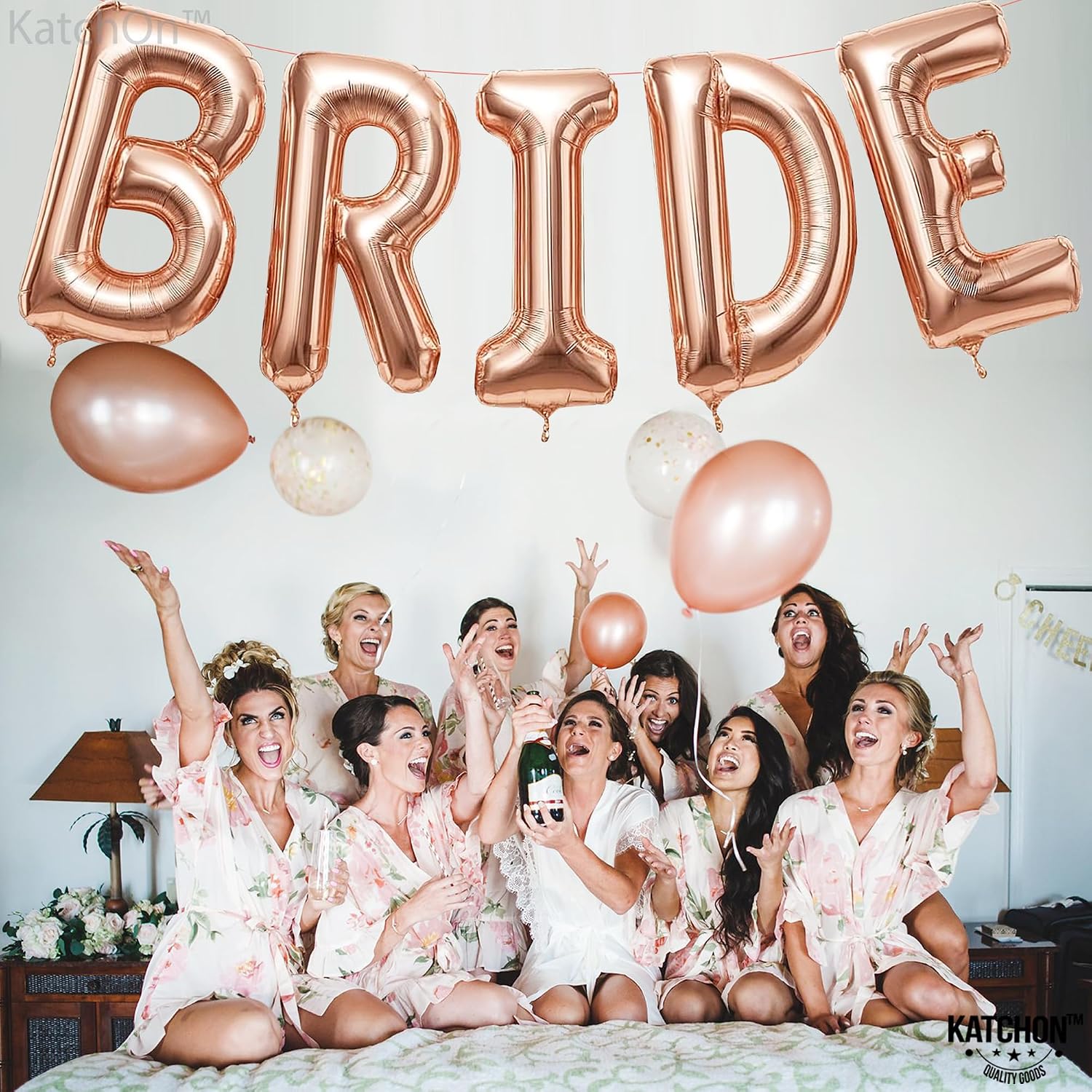KatchOn, Giant Bride Balloons Rose Gold - 40 Inch | Bachelorette Party Decorations | Rose Gold Bride Balloons for Bridal Shower Decorations | Bridal Shower Balloon | Bachelorette Balloon
