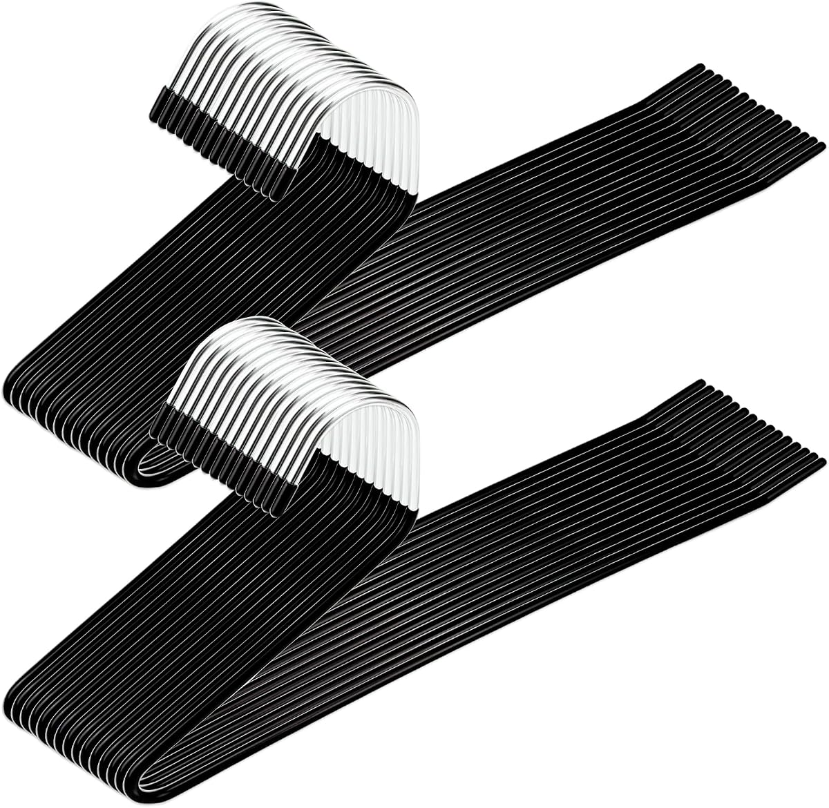 30 Pack Non Slip Jean Hangers, Space Saving Clothes Open Ended Hanger, Versatile Blanket Hangers for Heavy Pants, Scarf, Tablecloth, Slacks Women Men, Black