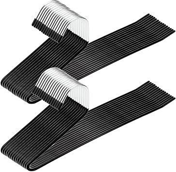 30 Pack Non Slip Jean Hangers, Space Saving Clothes Open Ended Hanger, Versatile Blanket Hangers for Heavy Pants, Scarf, Tablecloth, Slacks Women Men, Black