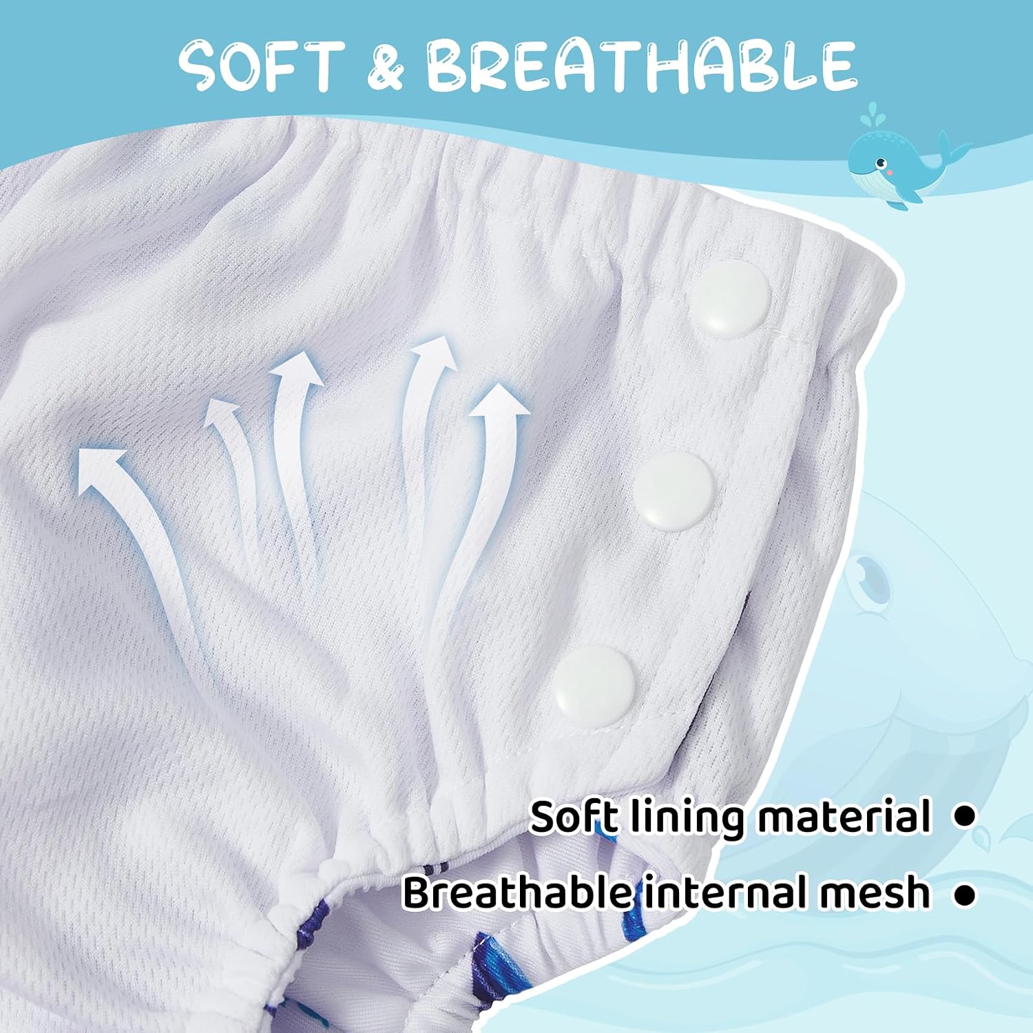 Durio Reusable Swim Diapers for Baby Toddler Newborn Washable Water Diapers for Swimming Beach Essentials