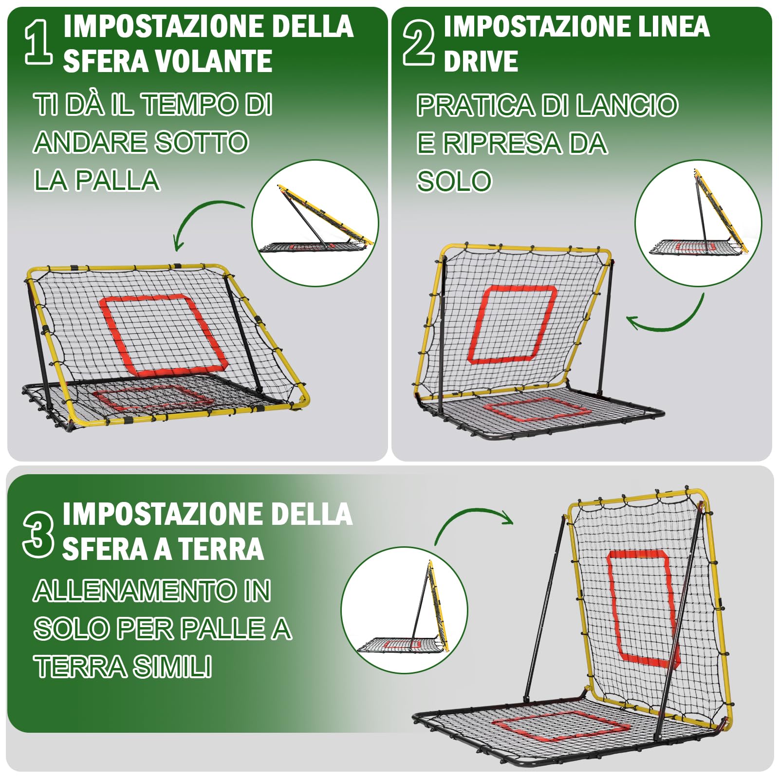 Rete Rimbalzo Calcio Pieghevole, 120 x 120cm Reti da Rimbalzo per Pallavolo, Rete PE a Doppio Strato, Angolo Regolabile, Formazione Sulle Competenze per Calcio, Pallavolo e Pallacanestro
