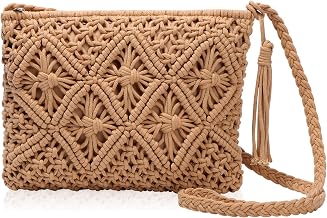 Risipu Women Straw Messenger Bag Zipper Handbag Simple Small Beach Shoulder Bag Handmade Clutch Bags Crossbody Bags