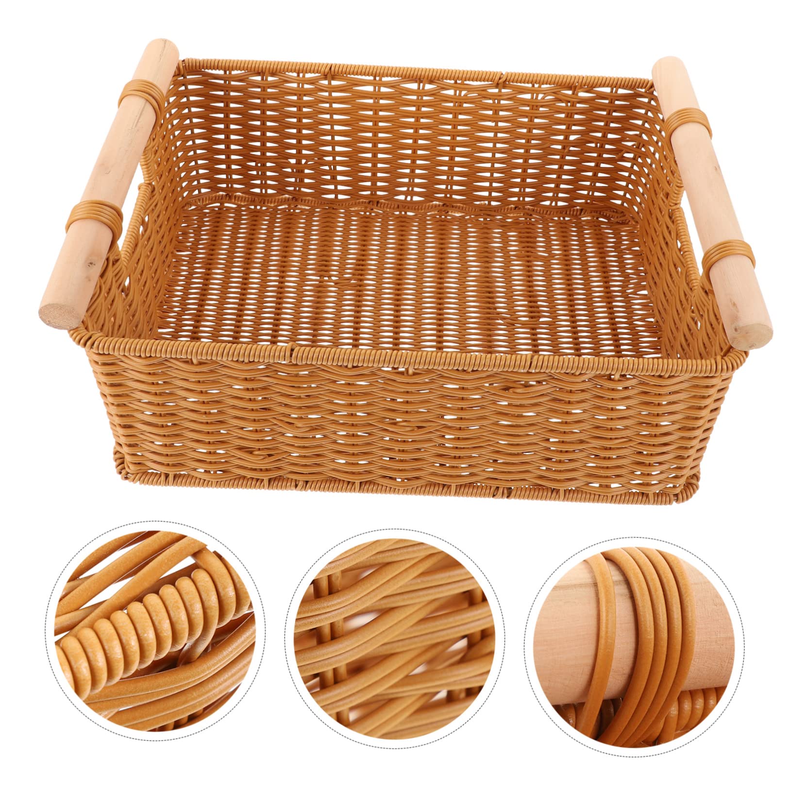 CHILDWEET Elegante E Semplice Cestino Da Dispensa Cestino Portaoggetti in Plastica Infrangibile Con Manico in Legno Versatile Ornamento Per La Casa Per Oggetti Di Scena Fotografici Robusto