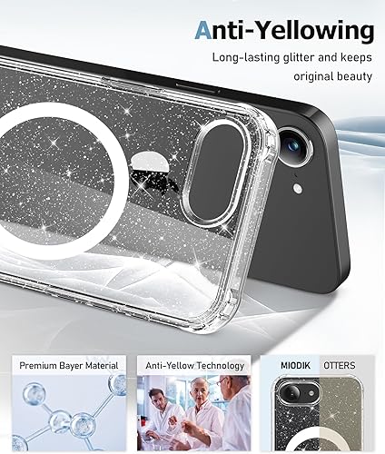 Miniatura 78 de MIODIK Funda compatible con iPhone 13 Pro, con protector de pantalla + protector de lente de cámara, funda protectora de purpurina transparente