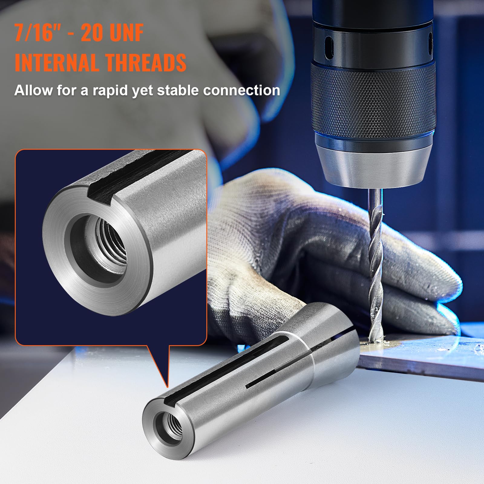 VEVOR Precyzyjny zestaw tulei zaciskowych R8, 1/8'' - 7/8'', 45# uchwyt zaciskowy ze stali stopowej 0.0 cm/30μm TIR z 13 oznakowanymi pudełkami do przechowywania, do frezarek, wiertarek, wytaczarek,