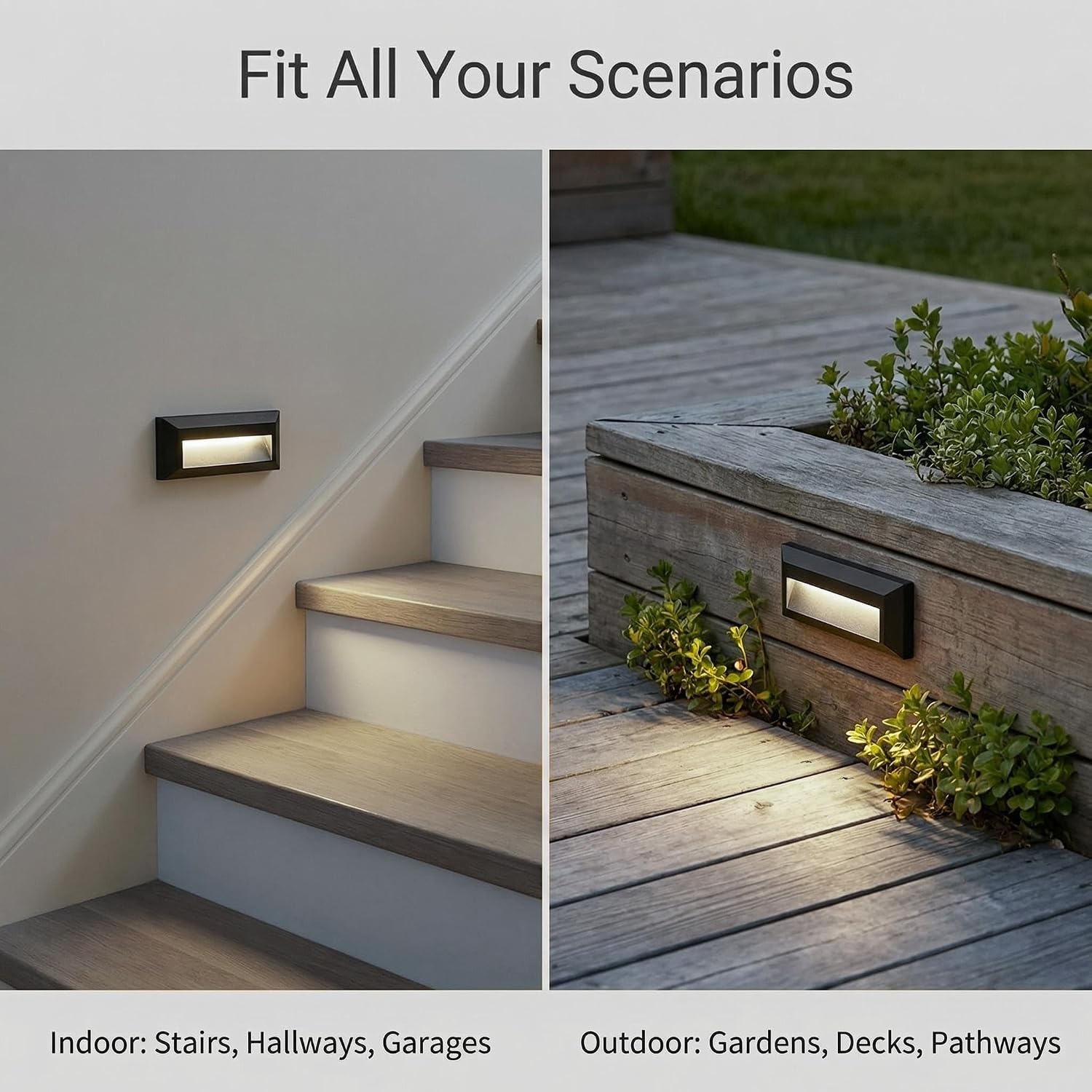 ZONK LED Step Stair Lights 110V-240V, 2W Line Voltage Outdoor Indoor Non-dimmable 4000K Stairway Deck Lights Fixture for House Hallways, 6Pack