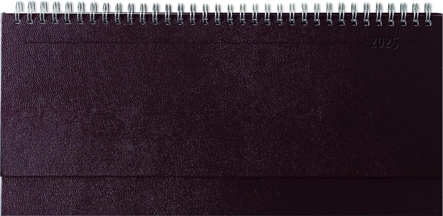 Zettler - Table Landscape Calendar Balacron 2025 Red, 29.7 x 10.5 cm, Office Calendar with 112 Pages, Monthly Overview, Note Section, Moon Phases, Year Overview, Ring Binding and International      Calendar – Desk Calendar, May 1, 2024
