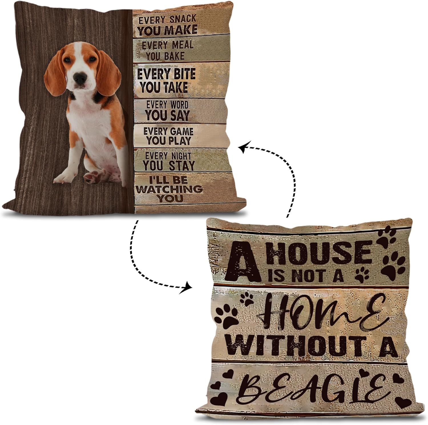 Knibeo Beagle Pillow Covers 18x18 Reversible, Beagle Gifts for Women Men Beagle