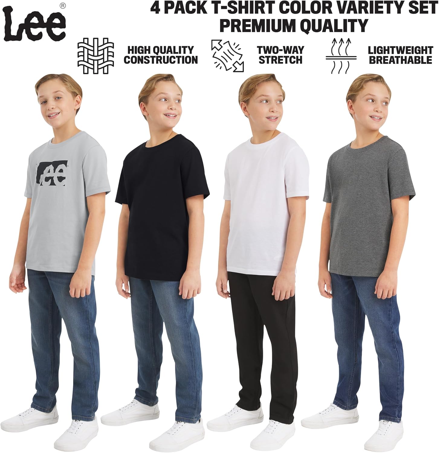 Lee Boys' 4 Pack Variety Super Soft Stretchable Tee Short Sleeve T-Shirt