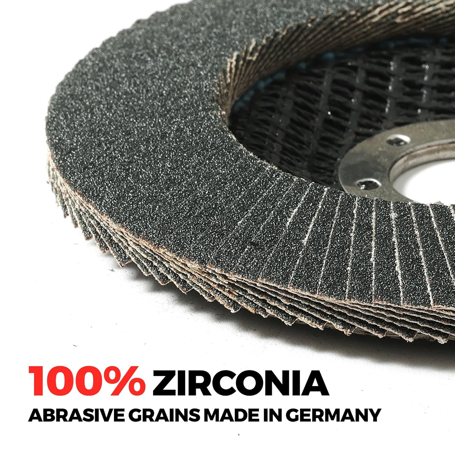 Jumbo Zirconia Flap Discs 4 1/2 for Angle Grinder, 120 Grit 4.5" x 7/8" Premium High Density Type 29 Grinding Wheels for Wood Finishing, Rust Removal, Metal Sanding - 10 Pack