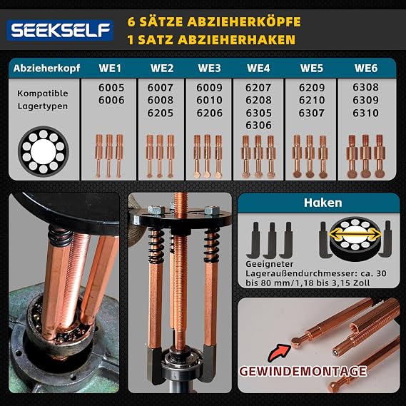 36-in-1 Bearing Puller Set Bottom Bearing Puller Separator Kit Blind Hole Bearing Removal Tool Bearing Disassembly Gear Puller Blue