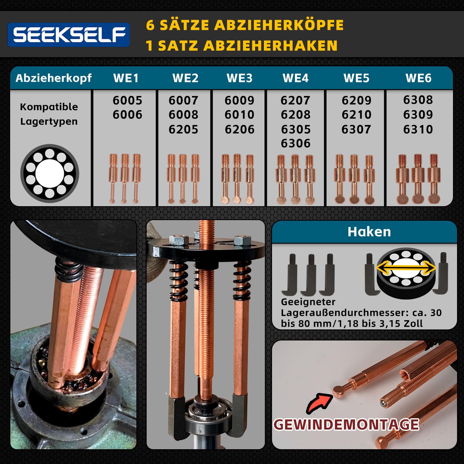 36-in-1 Lagerabzieher-Set, Innenlager Abzieher Trennsatz, Sackloch Lager Entfernungswerkzeug, Lager Demontage Zahnradabzieher, Blau