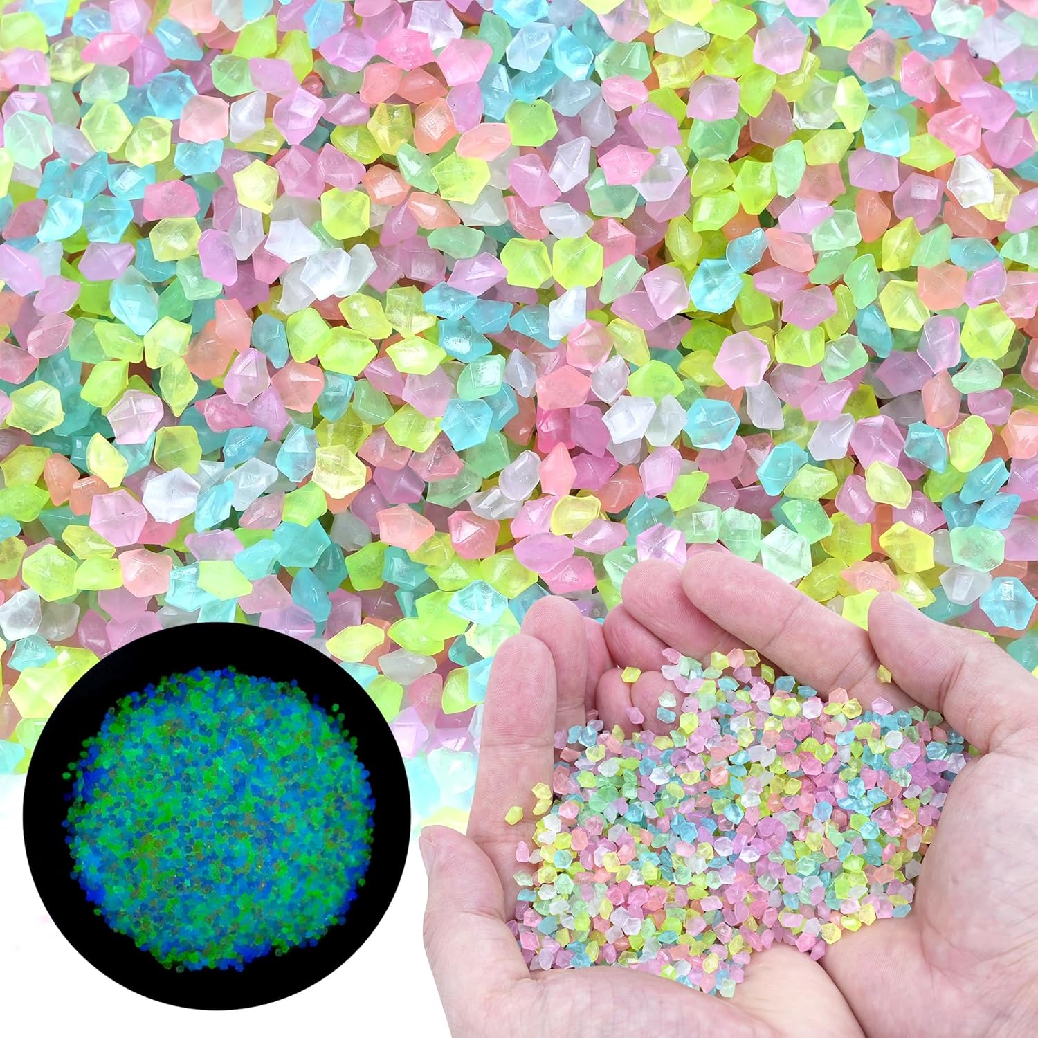 Glow in The Dark Sand, 8.8 oz Mini Glow in The Dark Rocks Fish Tank ...