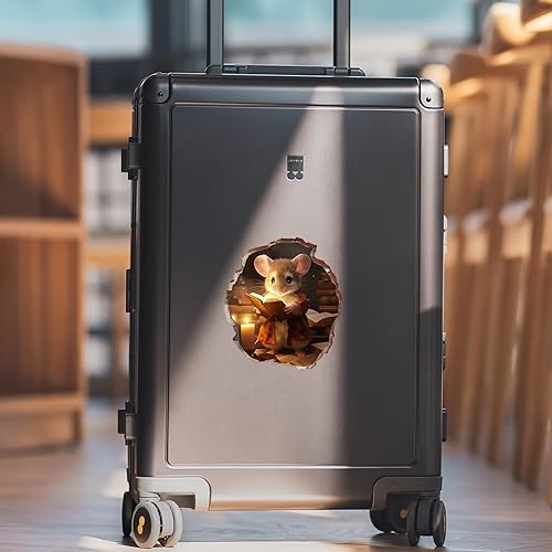 Vista 6 de 2X Mouse Hole 3D Stickers - Reading Book Design, Handmade Wall Clings, Murals, Home & Kids Room Decor, Gift Idea