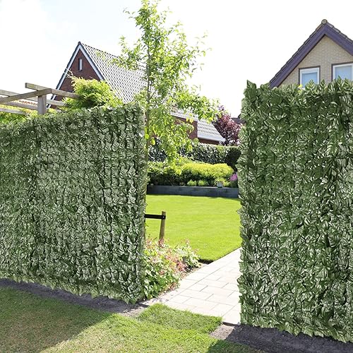 Miniatura 6 de Rejilla de pared de hiedra sintética artificial para valla de privacidad, 39 x 118 pulgadas, protección UV y decoloración, proyección de jardín para