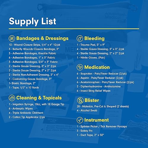 Miniatura 5 de Adventure Medical Kit Ultraligero  Impermeable Kit médico .9  Hasta 4 personas, hasta 4 días  Incluye vendajes, elementos esenciales de ampolla y