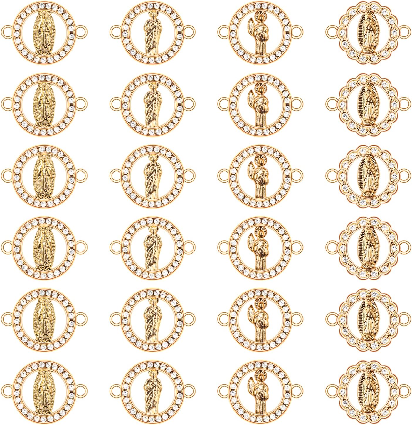 Virgin Mary Charms - 40 Pcs Virgen de Guadalupe Alloy Mexican Charms with Rhinestones - Pendant & Bracelet DIY Jewelry Making Kit