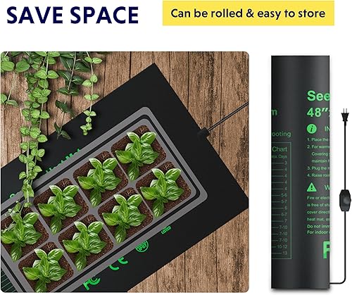 Vista 12 de iPower Alfombrilla térmica para plántulas, tecnología mejorada, 48 x 20 pulgadas, impermeable, duradera, estación de germinación, almohadilla