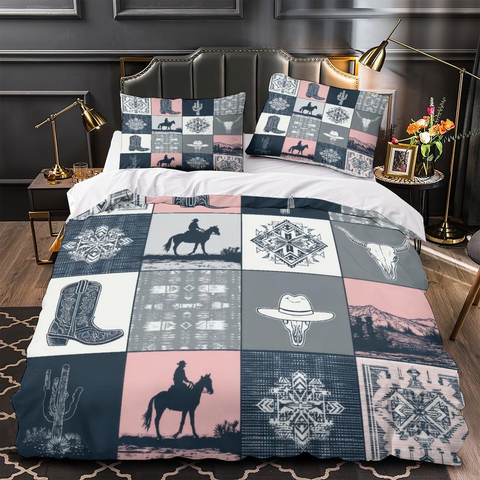 Housse de couette western microfibre 140x200 cm pour lit single
