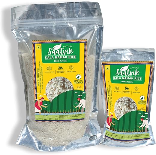 Saatvik Nature Kala Namak Rice (Buddha Rice) 10Kg | GI Tag Rice from Siddharthnagar | Aromatic | Low GI (<55) | Healthy &amp; 